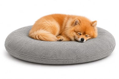 Flamingo Baleno Hundebett und Katzenbett Oval Grau 50 x 40 x 8 cm mit abnehmbarem Bezug – Bild 1 von 2