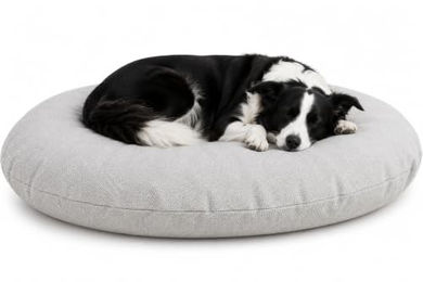 Flamingo Baleno Hundebett und Katzenbett Oval Hellgrau 100 x 76 x 10 cm mit abnehmbarem Bezug – Bild 1 von 2