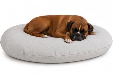 Flamingo Baleno Hundebett und Katzenbett Oval Hellgrau 110 x 80 x 12 cm mit abnehmbarem Bezug – Bild 1 von 2