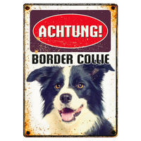 Produktbild von Flamingo Blechschild Hochformat Achtung Border Collie 14,8 x 21 cm