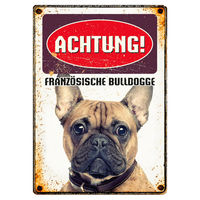 Produktbild von Flamingo Blechschild Hochformat Achtung Französische Bulldogge