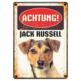 Flamingo Blechschild Hochformat Achtung Jack Russell 14,8 x 21 cm – Bild 1 von 1