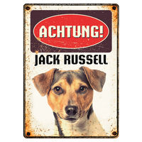 Produktbild von Flamingo Blechschild Hochformat Achtung Jack Russell 14,8 x 21 cm