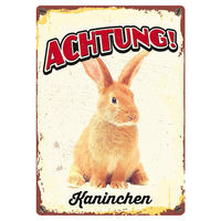 Produktbild von Flamingo Blechschild Hochformat Achtung Kaninchen 14,8 x 21 cm