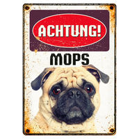 Produktbild von Flamingo Blechschild Hochformat Achtung Mops 14,8 x 21 cm