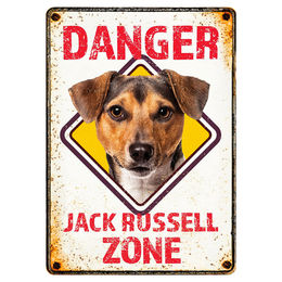 Flamingo Blechschild Hochformat Danger Jack Russel Zone 14,8 x 21 cm – Bild 1 von 1