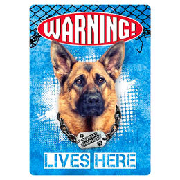 Flamingo Blechschild Hochformat Warning German Shepherd lives here – Bild 1 von 1