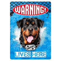 Produktbild von Flamingo Blechschild Hochformat Warning Rottweiler lives here
