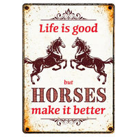 Produktbild von Flamingo Blechschild im Hochformat Life is good, but Horses make it better