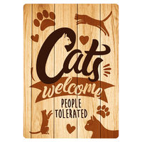 Produktbild von Flamingo Blechschild Wandteller Cats Welcome People tolerated 21 x 14,8 cm aus Stahl in Braun