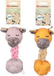 Flamingo Britty Giraffe Hundespielzeug für Welpen aus Textil und Seil in Gelb – Bild 1 von 6
