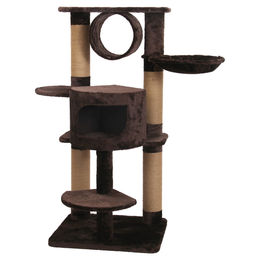 Flamingo Brownie Kratzbaum für Katzen in Beige mit Versteck und Seil 116x69x127 cm – Bild 1 von 4