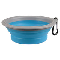 Produktbild von Flamingo Bubo Futter- und Wasserspender aus Silikon grau/blau 375 ml - 375 ml