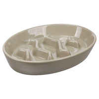 Produktbild von Flamingo Cena Slow Feeder Futternapf aus Keramik oval taupe 230 ml