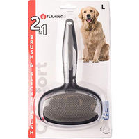 Produktbild von Flamingo Comfort 2in1 Stift- und Zupfbürste für Hunde in Grau/Schwarz