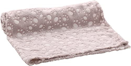 FLAMINGO Dario Hundedecke aus Fleece Beige mit Pfotenmotiv 100 x 150 cm - 100 cm – Bild 1 von 4
