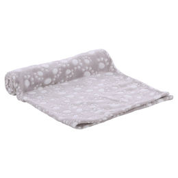 Flamingo Decke Dario Fleece Beige/Weiß mit Pfotenmuster 70 x 100 cm – Bild 1 von 1