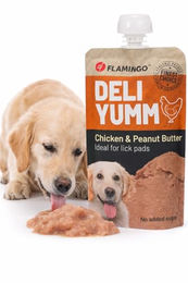 Flamingo Deli Yumm Pasta Huhn und Erdnussbutter Hundesnack ohne Zucker 90g - 90 g – Bild 1 von 5