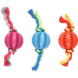 Produktbild von Flamingo Dental Gummiball mit Seil bunt 7 cm - 7 cm