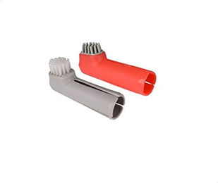 Flamingo Dentes Fingerzahnbürsten-Set aus Kunststoff in Grau und Rot – Bild 1 von 2