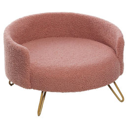 Flamingo Dizco Hundebett und Katzenbett rund Rosa Velours mit Metallfüßen 51 x 50 x 30,5 cm – Bild 1 von 4