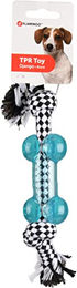 Flamingo Djengo Hundespielzeug Seil mit TPR Hundeknochen Blau 25 cm - 25 cm – Bild 1 von 3