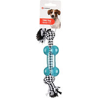 Produktbild von Flamingo Djengo Hundespielzeug Seil mit TPR Hundeknochen Blau 25 cm - 25 cm