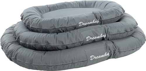 Flamingo Dreambay Ovales Hundebett aus Mikrofaser in Türkis und Grau für große Hunde mit Gelenksupport 100x75x15 cm – Bild 1 von 2