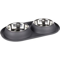 Produktbild von Flamingo Duo Dinner Futter- und Trinknapf Set aus Edelstahl Grau Mittel - 2 x 500 ml
