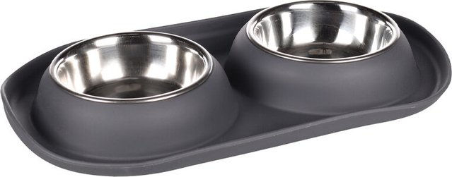Flamingo Duo Dinner Futter- und Trinknapf Set Grafa für Hunde aus Edelstahl Dunkelgrau S - 2 x 220 ml – Bild 1 von 10