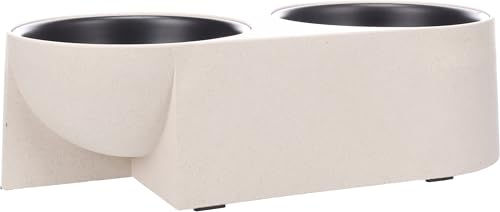 Produktbild von Flamingo Duo Dinner Kana Futter- und Trinknapf Set aus Bambus in Beige und Schwarz