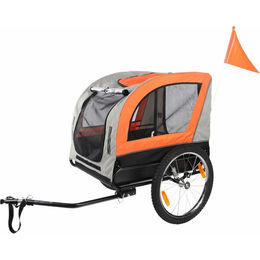 Flamingo Fahrradanhänger Jolene für Hunde und E-Bikes grau-orange mit Federung und Kunststoffwanne – Bild 1 von 8