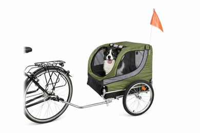 Flamingo Fahrradanhänger Tybalt für Hunde grün/schwarz wasserdicht und faltbar für mittlere Rassen bis 30 kg – Bild 1 von 10