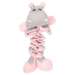 Flamingo Filsy Nilpferd Plüschspielzeug für Welpen Rosa Grau mit Squeaker und Knistergeräusch – Bild 1 von 3
