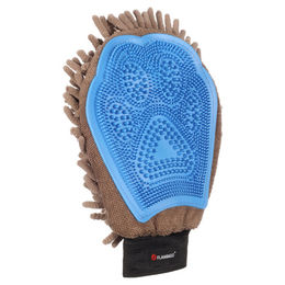 Flamingo Flava Massage- und Pflegehandschuh für Hunde und Katzen aus TPR in Beige und Blau – Bild 1 von 8