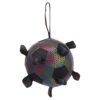 Produktbild von Flamingo Flecta Hundespielzeug Fußball aus Polyester in Lila 13 cm mit Bändern und reflektierenden Elementen