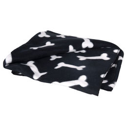 Flamingo Fleecedecke für Hunde mit Knochenmuster schwarz 150x130 cm – Bild 1 von 2