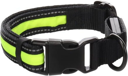 Flamingo Flitzy Hundehalsband aus Nylon mit LED und wiederaufladbarem Akku Schwarz Gelb Größe M 35-50cm - 1 Stk. – Bild 1 von 5