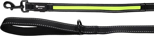 Flamingo Flitzy LED-Hundeleine aus Nylon in Schwarz-Gelb mit wasserabweisender Funktion und wiederaufladbarem Akku 130 cm x 25 mm - 1,3 m – Bild 1 von 3