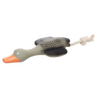 Produktbild von Flamingo Flydu Hundespielzeug Ente aus Latex mit Seil und Quietschefunktion Grau
