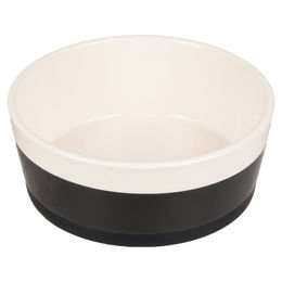 Produktbild von Flamingo Futter- und Trinknapf Duke aus Keramik weiß/schwarz 18 cm
