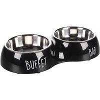 Produktbild von Flamingo Futter- und Trinknapf Duo Dinner Divar Edelstahl Schwarz Größe L - 2 x 900 ml
