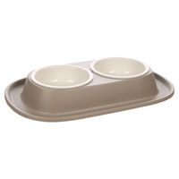 Produktbild von Flamingo Futter- und Trinknapf für Katzen aus Kunststoff in Beige - 2 x 200 ml