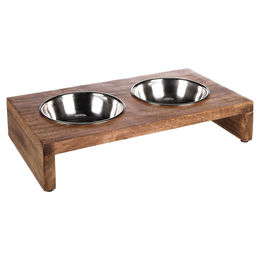 Flamingo Futter- und Trinknapf Set Duo Dinner Edelstahl Silber/Braun für Hunde - 2 x 350 ml – Bild 1 von 5