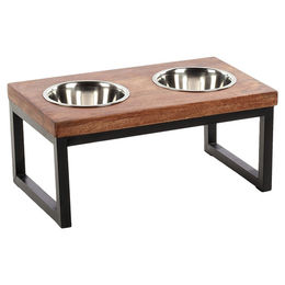 Flamingo Futter- und Trinknapf Set Tommy aus Edelstahl in Braun mit Ständer 45 x 26 x 21 cm - 0,8 l – Bild 1 von 1