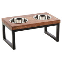 Produktbild von Flamingo Futter- und Trinknapf Set Tommy aus Edelstahl in Braun mit Ständer 45 x 26 x 21 cm - 0,8 l