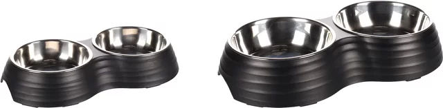 Produktbild von Flamingo Futter- und Wassernapf für Hunde aus Edelstahl in Schwarz - 2 x 160 ml