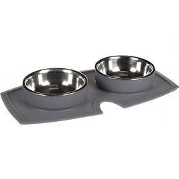 FLAMINGO Futternapf und Tränke 410 ml mit rutschfester Silikonmatte - 410 ml – Bild 1 von 2