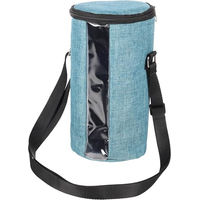 Produktbild von Flamingo Futtertonne Blau für Hunde 2,6L mit PVC-Sichtfenster und verstellbarem Schultergurt - 2,6 l