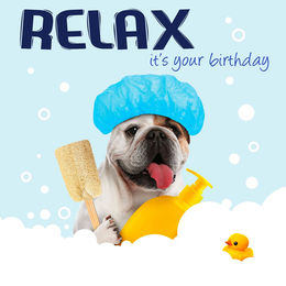 Flamingo Geburtstagskarte Relax - it's your Birthday aus FSC-zertifiziertem Karton 13,7 x 13,7 cm – Bild 1 von 1